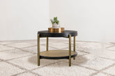 Arini Round End Side Table With Storage Shelf Black